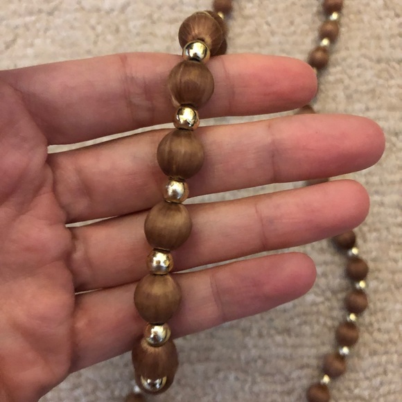 Vintage brown silk & gold bead pullover necklace - Picture 3 of 5